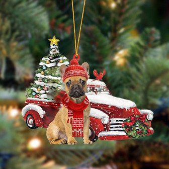 Ornament- French Bulldog 5-Christmas Car Two Sided Ornament, Happy Christmas Ornament, Car Ornament - Thegiftio UK