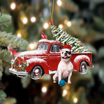 Ornament- French Bulldog 6-Cardinal & Truck Two Sided Ornament, Happy Christmas Ornament, Car Ornament - Thegiftio UK