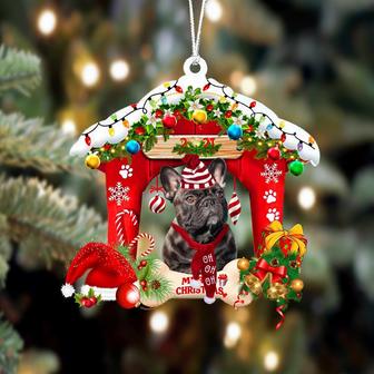 Ornament- French Bulldog 8-Christmas House Two Sided Ornament, Happy Christmas Ornament, Car Ornament - Thegiftio UK