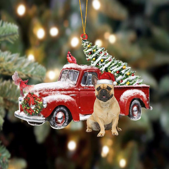 Ornament- French Bulldog-Cardinal & Truck Two Sided Ornament, Happy Christmas Ornament, Car Ornament - Thegiftio UK