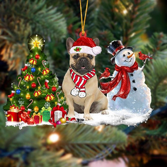 Ornament- French Bulldog Christmas Snow Hanging Ornament Dog Ornament, Car Ornament, Christmas Ornament - Thegiftio UK