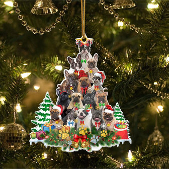 Ornament- French Bulldog Full The Christmas Tree-Two Sided Ornament, Happy Christmas Ornament, Car Ornament - Thegiftio UK