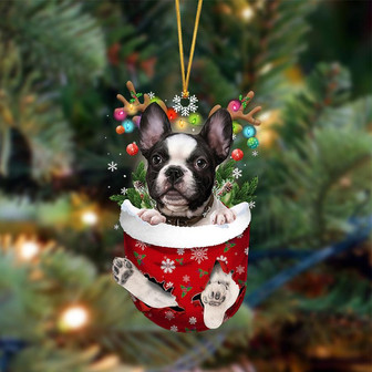 Ornament- French Bulldog-In Christmas Pocket Two Sides Ornament, Happy Christmas Ornament, Car Ornament - Thegiftio UK