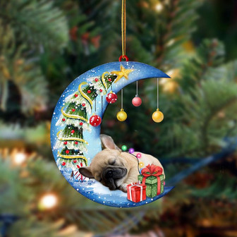 Ornament- French Bulldog-Sleep On The Moon Christmas Two Sided Ornament, Christmas Ornament, Car Ornament - Thegiftio UK