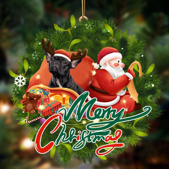 Ornament- French Bulldog4-Santa & dog Hanging Ornament, Happy Christmas Ornament, Car Ornament - Thegiftio UK