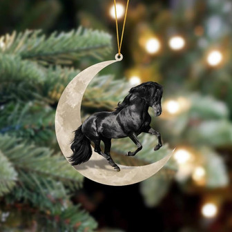 Ornament- Friesian Horse Sits On The Moon Hanging Ornament Dog Ornament, Car Ornament, Christmas Ornament - Thegiftio UK