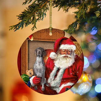 Ornament- German Shorthaired Pointer With Santa Christmas Ornament, Happy Christmas Ornament, Car Ornament - Thegiftio UK