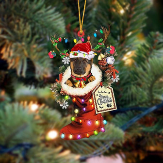 Ornament- German Shepherd 1-Xmas Boot-Two Sided Ornament, Happy Christmas Ornament, Car Ornament - Thegiftio UK