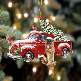 Ornament- German shepherd 2-Cardinal & Truck Two Sided Ornament, Happy Christmas Ornament, Car Ornament - Thegiftio UK