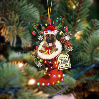Ornament- German Shepherd 2-Xmas Boot-Two Sided Ornament, Happy Christmas Ornament, Car Ornament - Thegiftio UK