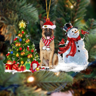 Ornament- German Shepherd Christmas Snow Hanging Ornament Dog Ornament, Car Ornament, Christmas Ornament - Thegiftio UK