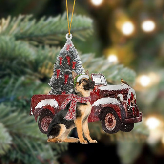 Ornament- German Shepherd-Christmas Truck Two Sided Ornament, Happy Christmas Ornament, Car Ornament - Thegiftio UK