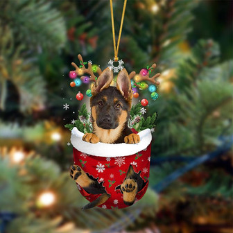 Ornament- German Shepherd-In Christmas Pocket Two Sides Ornament, Happy Christmas Ornament, Car Ornament - Thegiftio UK