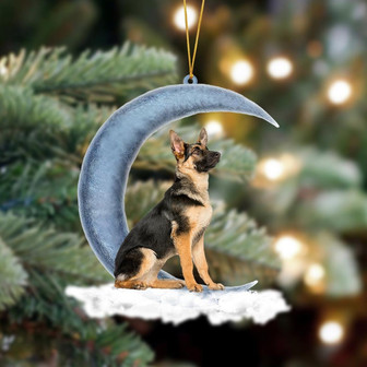 Ornament- German Shepherd Sits On The Moon Hanging Ornament Dog Ornament, Car Ornament, Christmas Ornament - Thegiftio UK