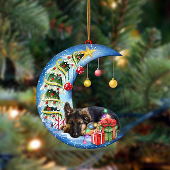 Ornament- German Shepherd-Sleep On The Moon Christmas Two Sided Ornament, Christmas Ornament, Car Ornament - Thegiftio UK