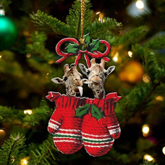 Ornament- Giraffe Inside Your Gloves Christmas Holiday-Two Sided Ornament, Christmas Ornament, Car Ornament - Thegiftio UK