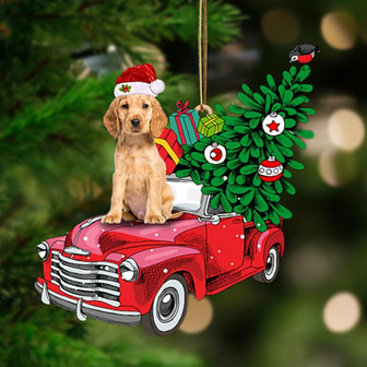 Ornament- GOLDEN Cocker Spaniel-Pine Truck Hanging Ornament, Happy Christmas Ornament, Car Ornament - Thegiftio UK