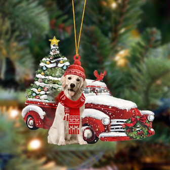 Ornament- Golden Retriever 1-Christmas Car Two Sided Ornament, Happy Christmas Ornament, Car Ornament - Thegiftio UK