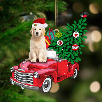 Ornament- Golden Retriever 1-Pine Truck Hanging Ornament, Happy Christmas Ornament, Car Ornament - Thegiftio UK