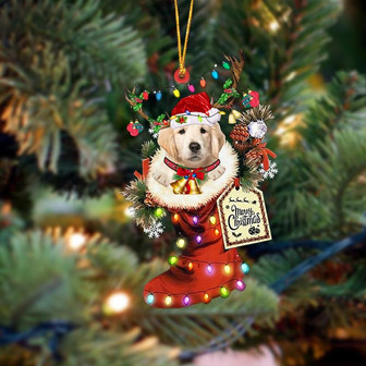Ornament- Golden Retriever 1-Xmas Boot-Two Sided Ornament, Happy Christmas Ornament, Car Ornament - Thegiftio UK