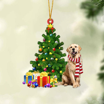 Ornament- Golden Retriever 2-Christmas Star Hanging Ornament, Happy Christmas Ornament, Car Ornament - Thegiftio UK