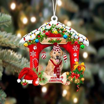 Ornament- Golden Retriever 3-Christmas House Two Sided Ornament, Happy Christmas Ornament, Car Ornament - Thegiftio UK