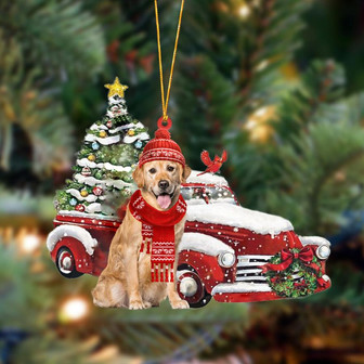 Ornament- Golden Retriever-Christmas Car Two Sided Ornament, Happy Christmas Ornament, Car Ornament - Thegiftio UK
