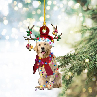 Ornament- Golden Retriever Christmas Shape Ornament, Happy Christmas Ornament, Car Ornament - Thegiftio UK
