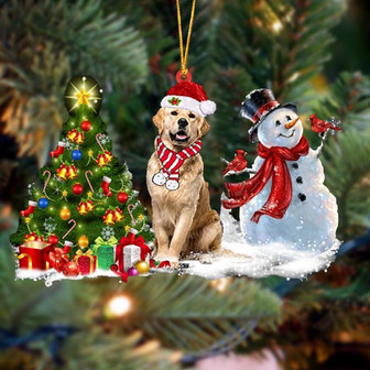 Ornament- Golden Retriever Christmas Snow Hanging Ornament Dog Ornament, Car Ornament, Christmas Ornament - Thegiftio UK
