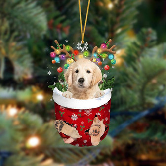 Ornament- Golden Retriever-In Christmas Pocket Two Sides Ornament, Happy Christmas Ornament, Car Ornament - Thegiftio UK