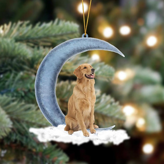 Ornament- Golden Retriever Sits On The Moon Hanging Ornament Dog Ornament, Car Ornament, Christmas Ornament - Thegiftio UK
