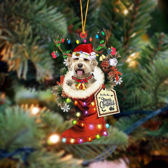 Ornament- Goldendoodle 1-Xmas Boot-Two Sided Ornament, Happy Christmas Ornament, Car Ornament - Thegiftio UK