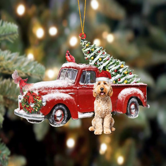 Ornament- Goldendoodle 2-Cardinal & Truck Two Sided Ornament, Happy Christmas Ornament, Car Ornament - Thegiftio UK