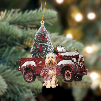 Ornament- Goldendoodle 2-Christmas Truck Two Sided Ornament, Happy Christmas Ornament, Car Ornament - Thegiftio UK