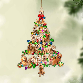 Ornament- Goldendoodle-Christmas Tree Lights-Two Sided Ornament, Happy Christmas Ornament, Car Ornament - Thegiftio UK