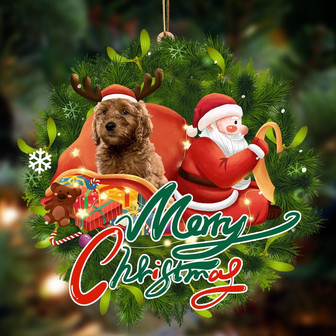 Ornament- Goldendoodle-Santa & dog Hanging Ornament, Happy Christmas Ornament, Car Ornament - Thegiftio UK