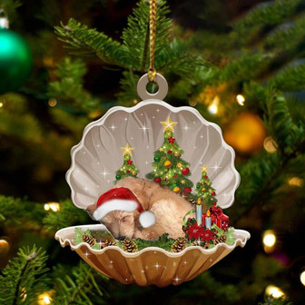 Ornament- Goldendoodle-Sleeping Pearl in Christmas Two Sided Ornament, Happy Christmas Ornament, Car Ornament - Thegiftio UK