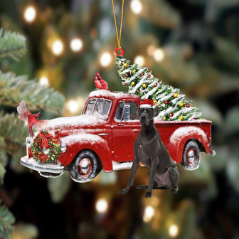Ornament- Great Dane 1-Cardinal & Truck Two Sided Ornament, Happy Christmas Ornament, Car Ornament - Thegiftio UK