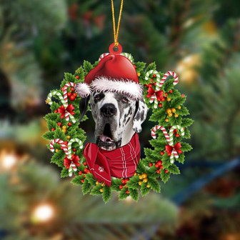 Ornament- Great Dane 2-Xmas Bandana Hanging Ornament, Happy Christmas Ornament, Car Ornament - Thegiftio UK