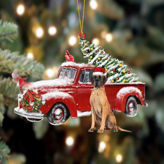 Ornament- Great Dane-Cardinal & Truck Two Sided Ornament, Happy Christmas Ornament, Car Ornament - Thegiftio UK