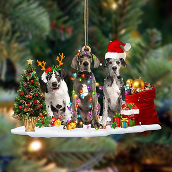 Ornament- Great Dane-Christmas Dog Friends Hanging Ornament, Happy Christmas Ornament, Car Ornament - Thegiftio UK