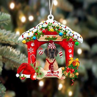 Ornament- Great Dane-Christmas House Two Sided Ornament, Happy Christmas Ornament, Car Ornament - Thegiftio UK