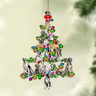 Ornament- Great Dane-Christmas Tree Lights-Two Sided Ornament, Happy Christmas Ornament, Car Ornament - Thegiftio UK