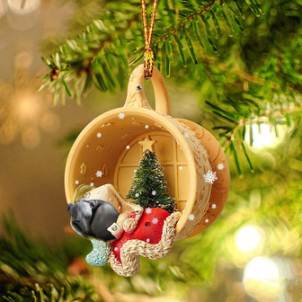 Ornament- Grey Hound Sleeping In A Cup Christmas Ornament Dog Ornament, Car Ornament, Christmas Ornament - Thegiftio UK
