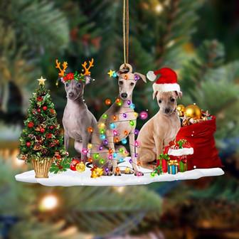 Ornament- Greyhound-Christmas Dog Friends Hanging Ornament, Happy Christmas Ornament, Car Ornament - Thegiftio UK