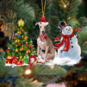 Ornament- Greyhound Christmas Snow Hanging Ornament Dog Ornament, Car Ornament, Christmas Ornament - Thegiftio UK