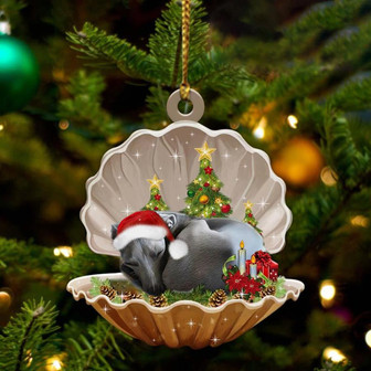 Ornament- Greyhound3-Sleeping Pearl in Christmas Two Sided Ornament, Happy Christmas Ornament, Car Ornament - Thegiftio UK