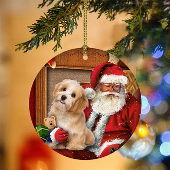 Ornament- Havanese With Santa Christmas Ornament, Happy Christmas Ornament, Car Ornament - Thegiftio UK