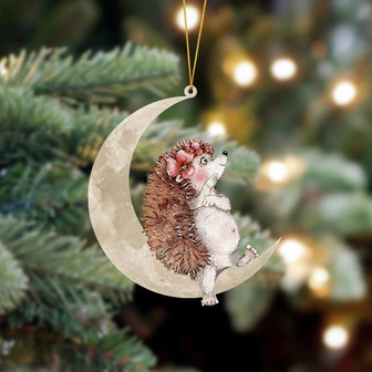 Ornament- Hedgehog Sits On The Moon Hanging Ornament Dog Ornament, Car Ornament, Christmas Ornament - Thegiftio UK