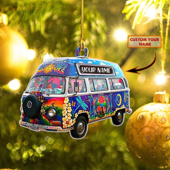 Ornament - Hippie Car - Custom Shaped Flat Ornament, Perfect Hippie Car Ornament, Christmas Ornament Decor - Thegiftio UK